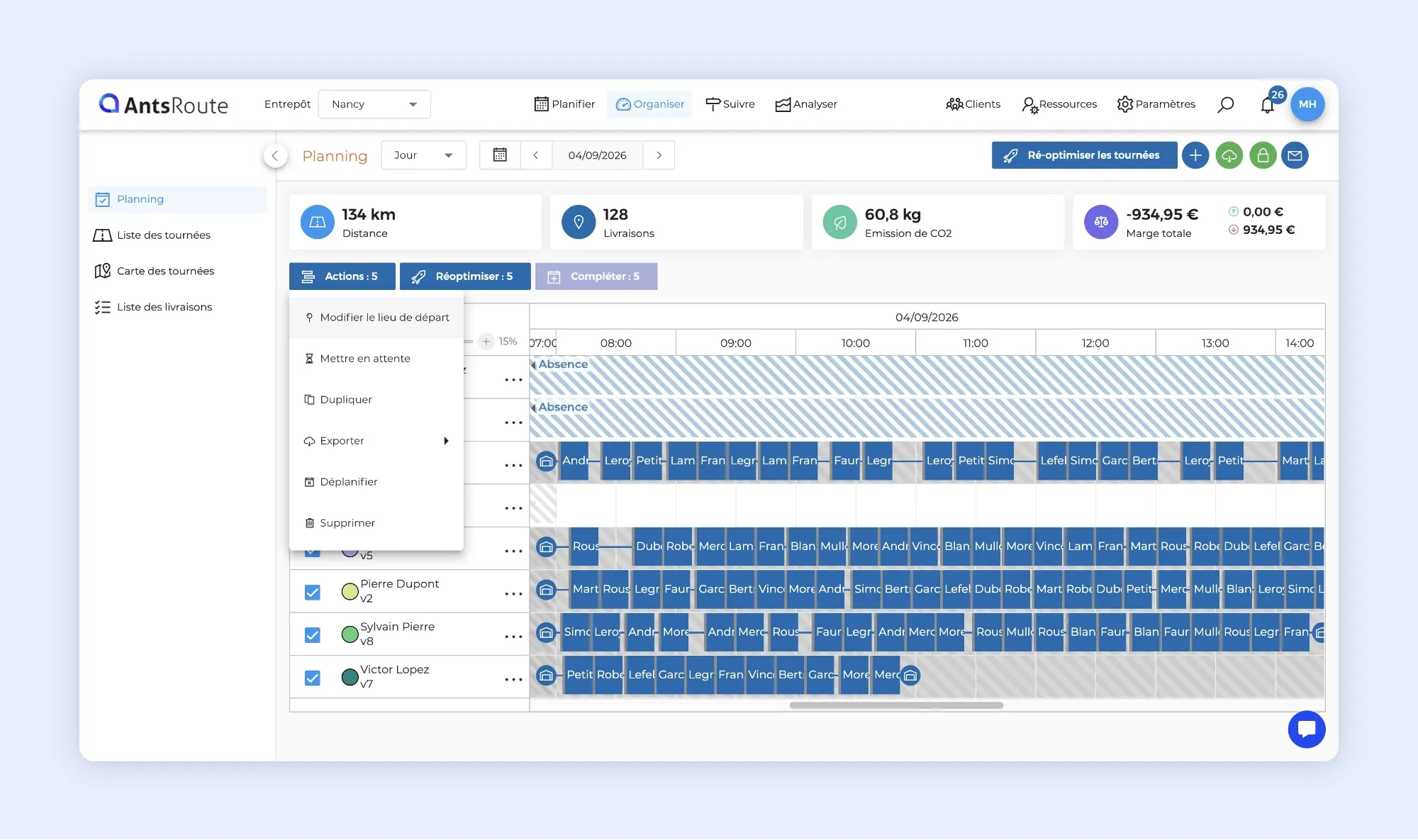 Planificación y reoptimización de rutas de entrega con AntsRoute