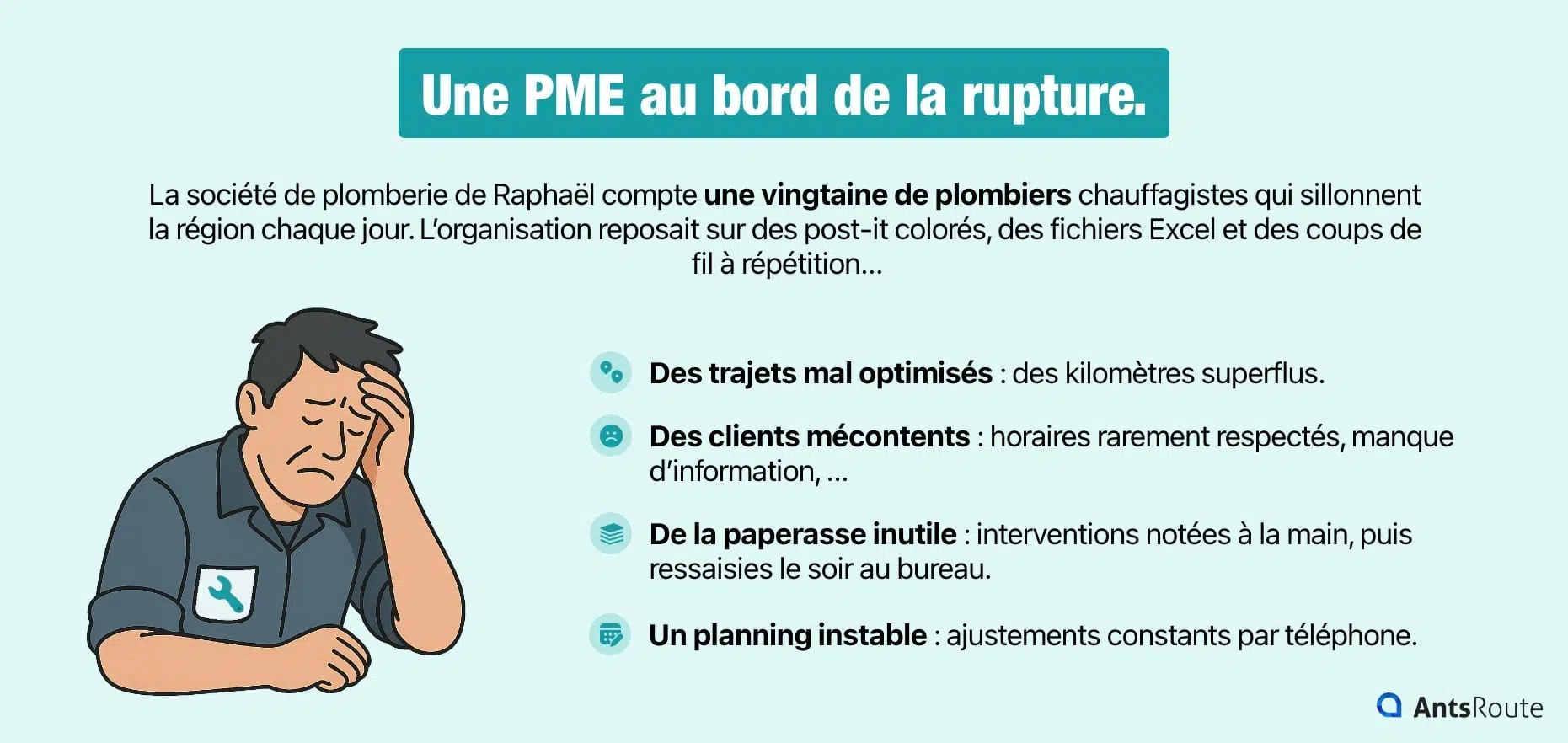 Schéma présentant les inconvénients de la planification manuelle des interventions.