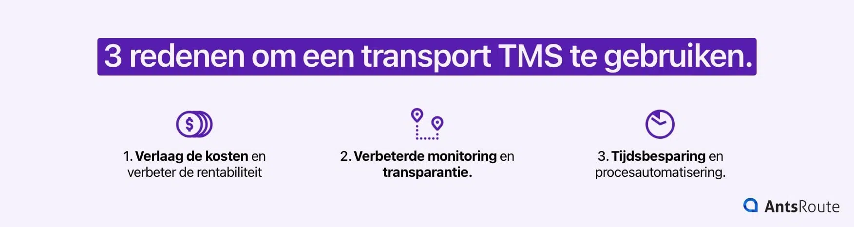 Diagram met de 3 redenen om TMS software te gebruiken.