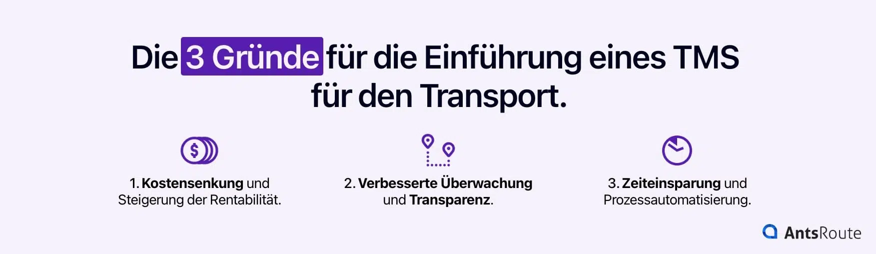 Schema mit den drei Gründen für die Einführung von TMS-Software.