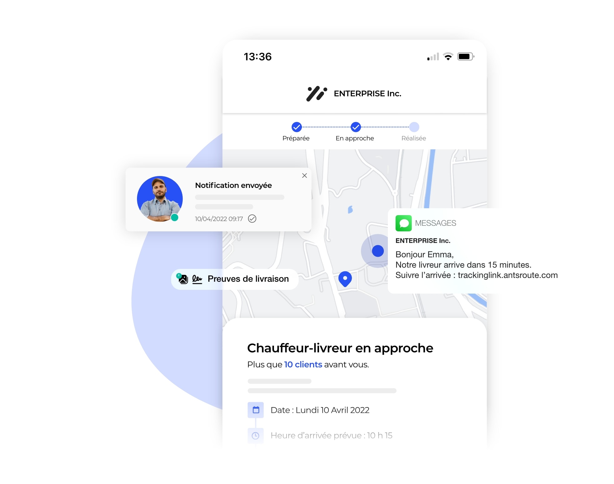 L’envoi de notifications à chaque étape du processus de livraison ou d’intervention sur AntsRoute.