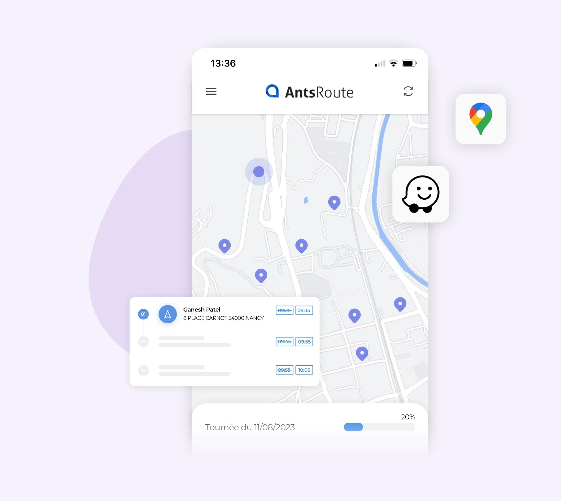 Géolocalisation des chauffeurs-livreurs avec l'application mobile AntsRoute.