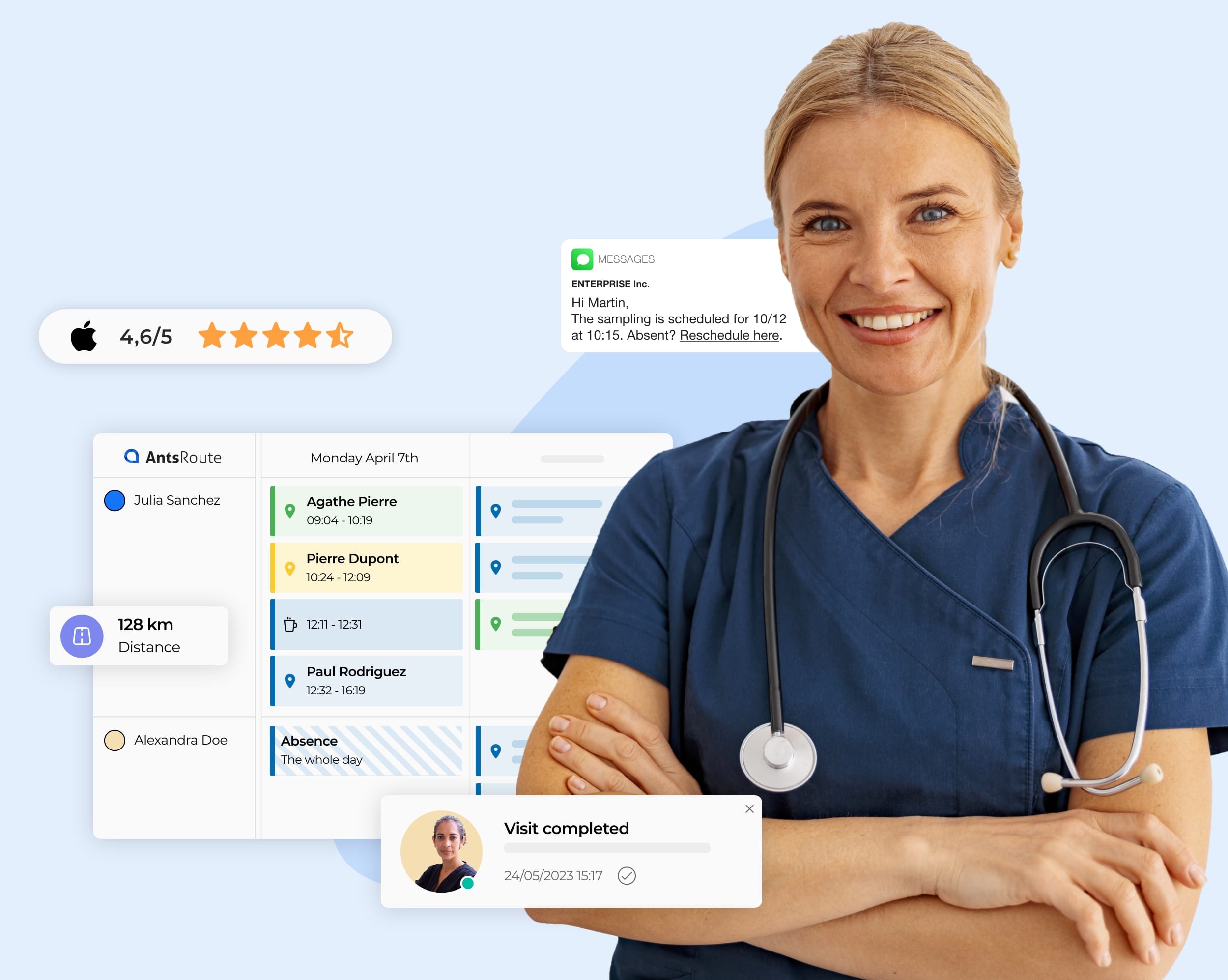 The AntsRoute platform simplifies route planning for home Health Care Professionals.