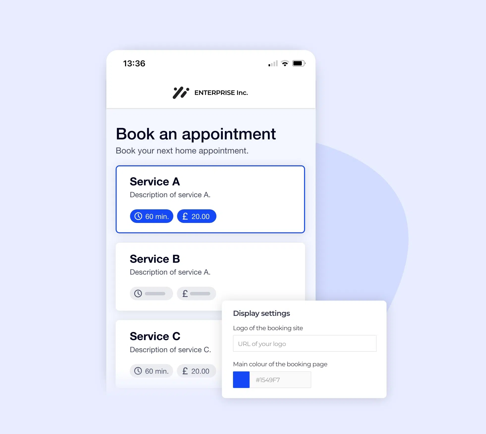 Customisation of the display of the AntsRoute booking site.