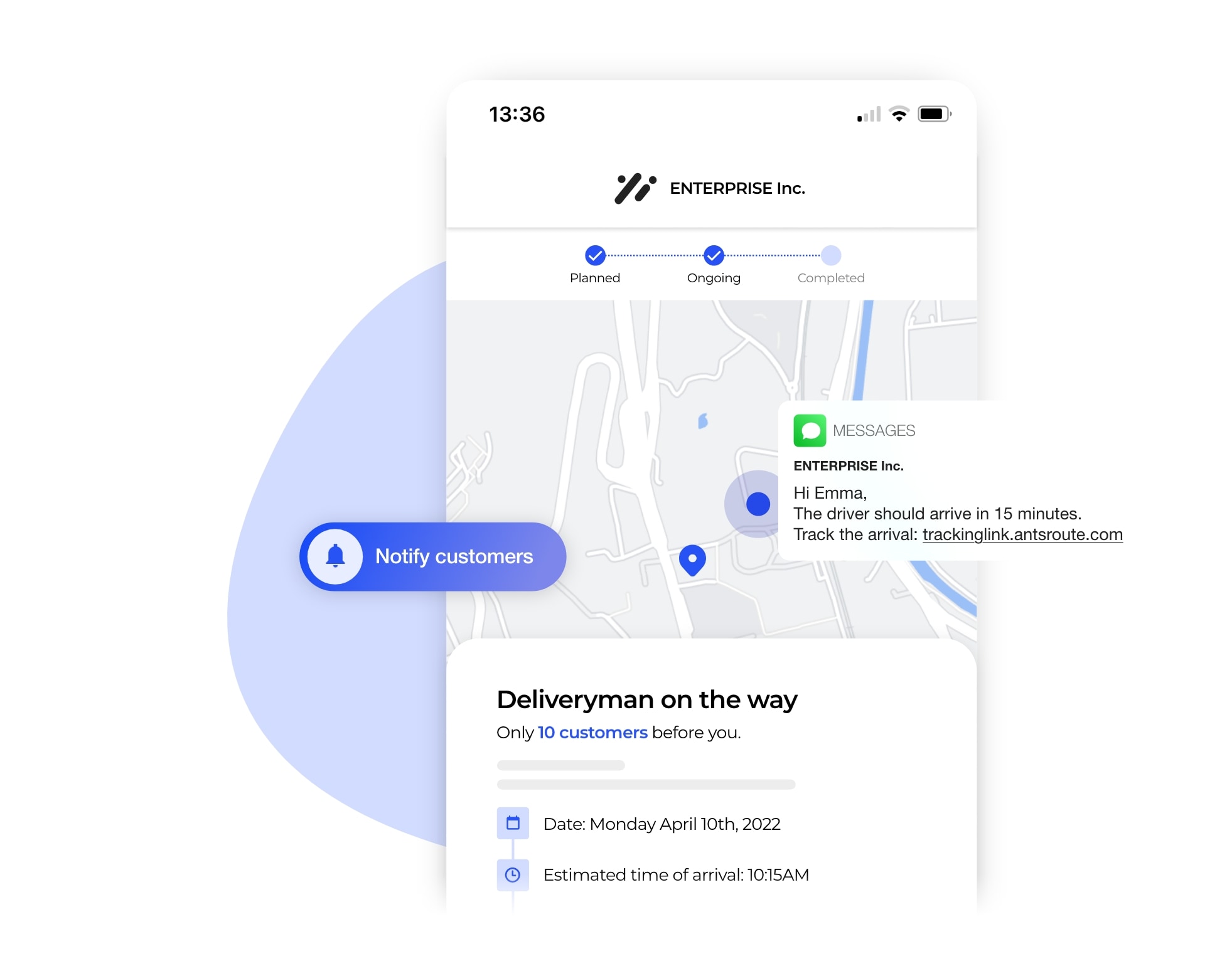 The geotracking of a field worker with AntsRoute.