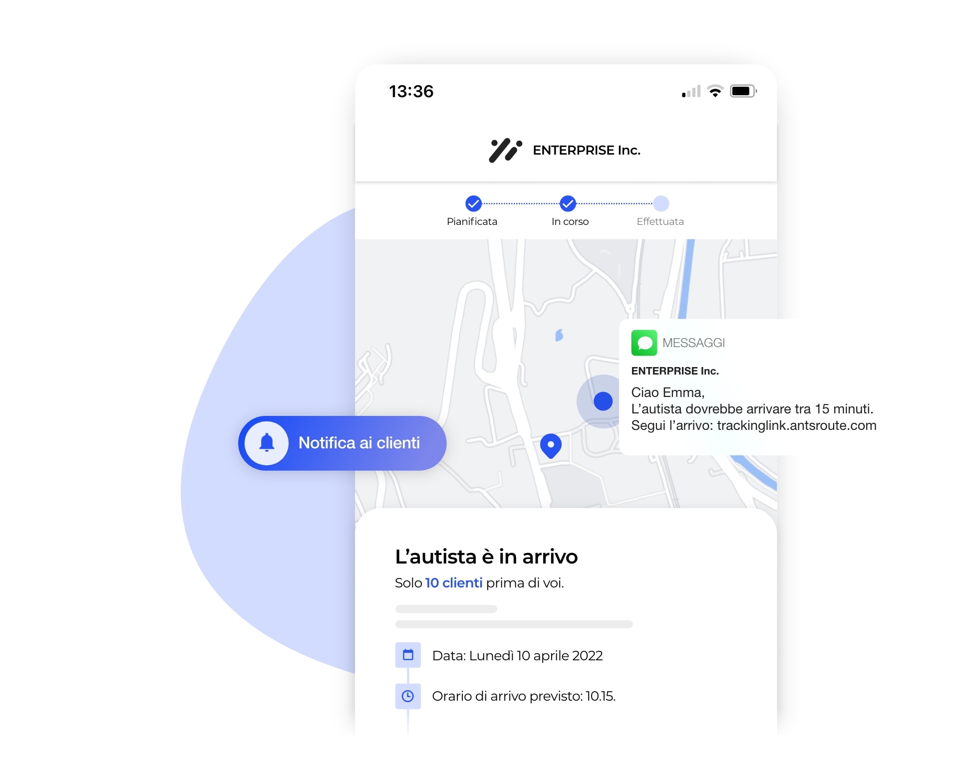 Geotracciamento di un agente di intervento su una mappa con AntsRoute.