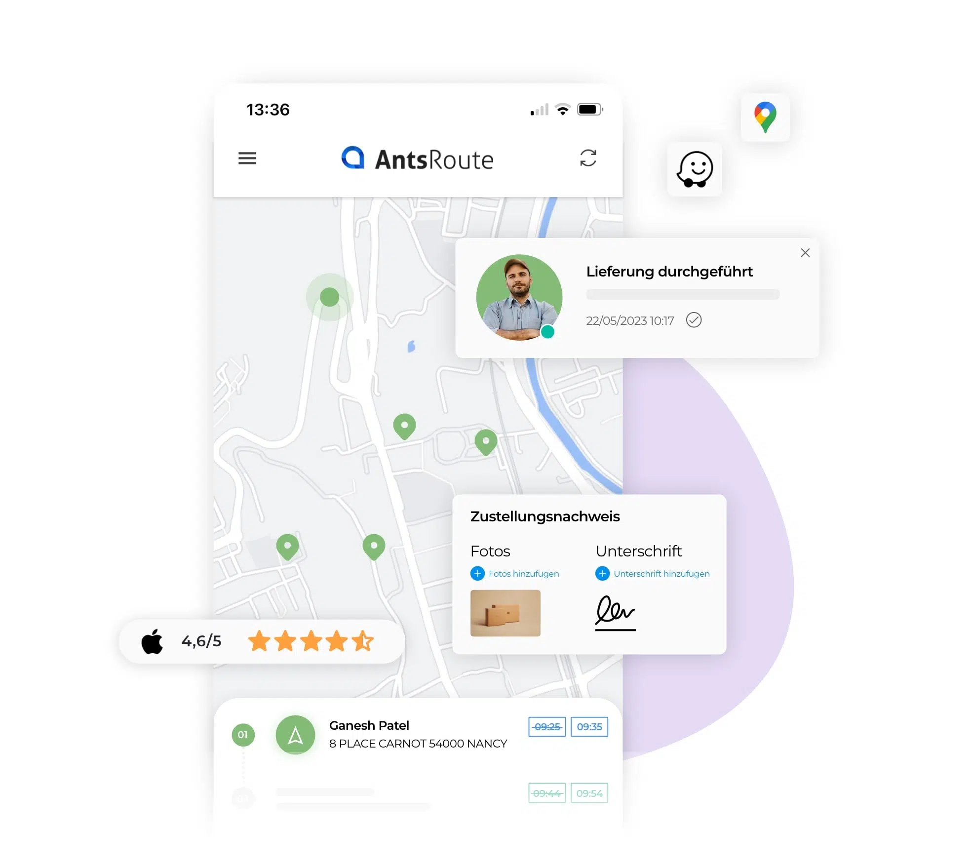 Übersicht über den Zugang zu Fahrplänen in der mobilen Anwendung AntsRoute.