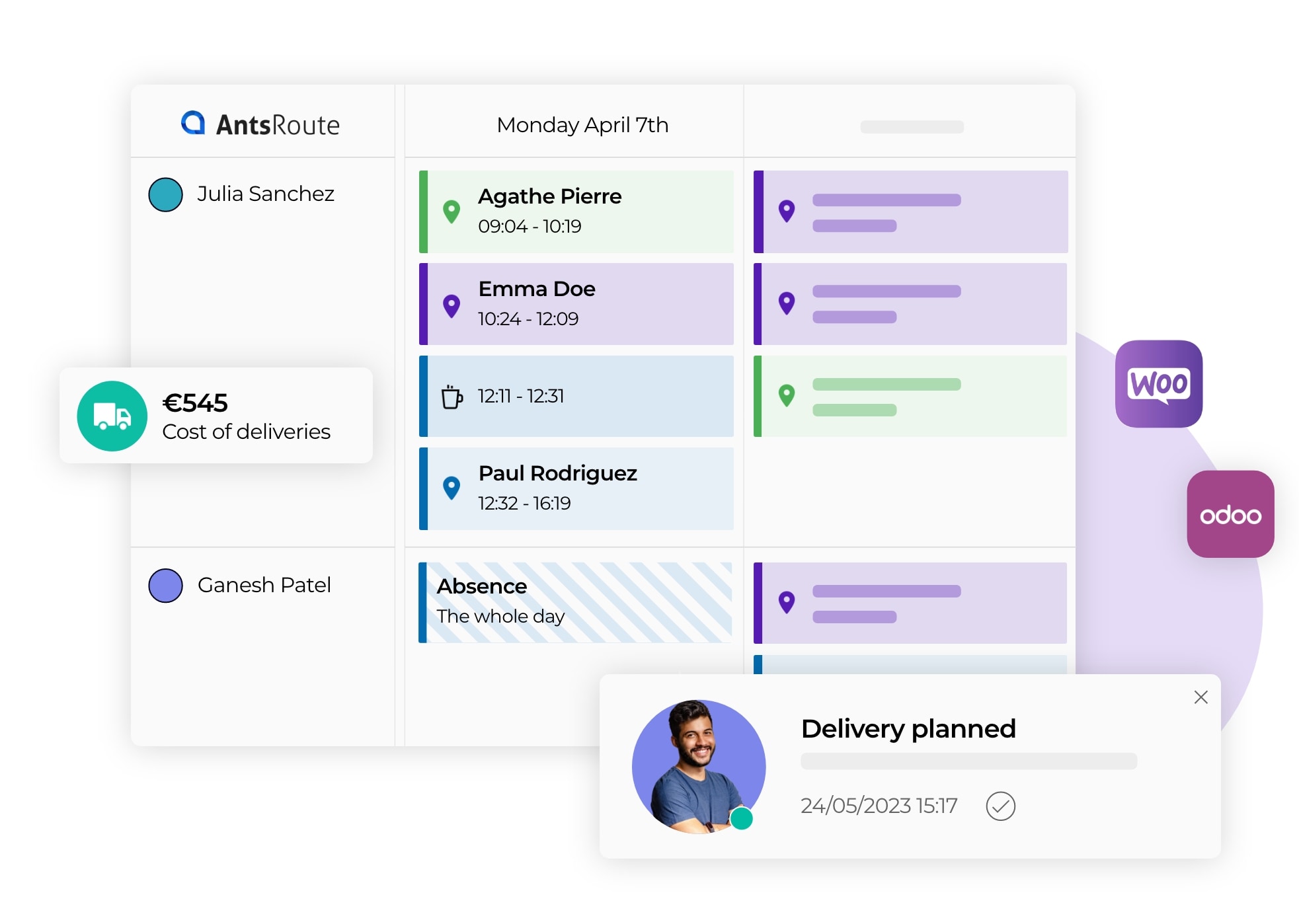 View of delivery planning on AntsRoute.