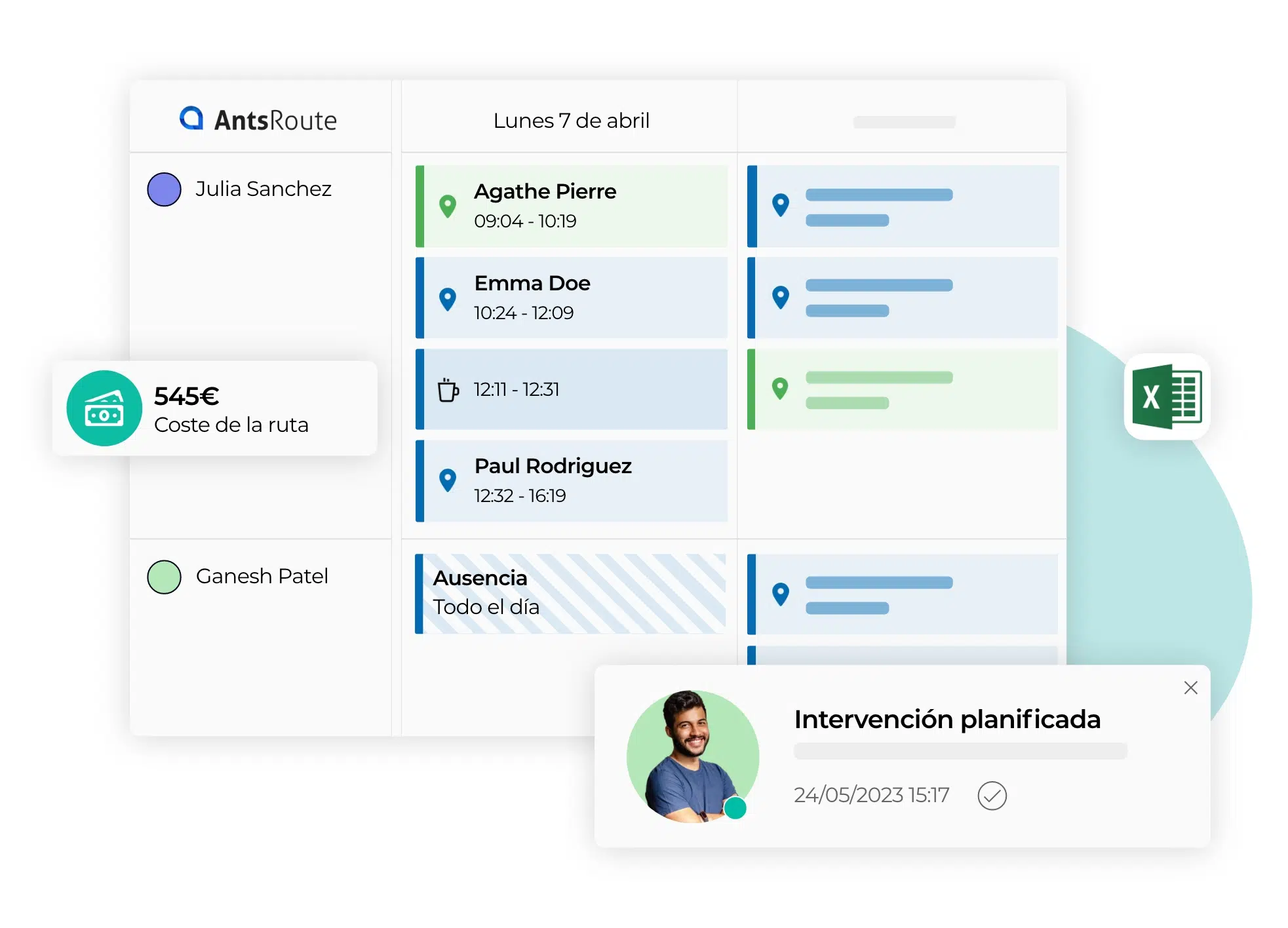 Vista de planificación de la intervención en AntsRoute.