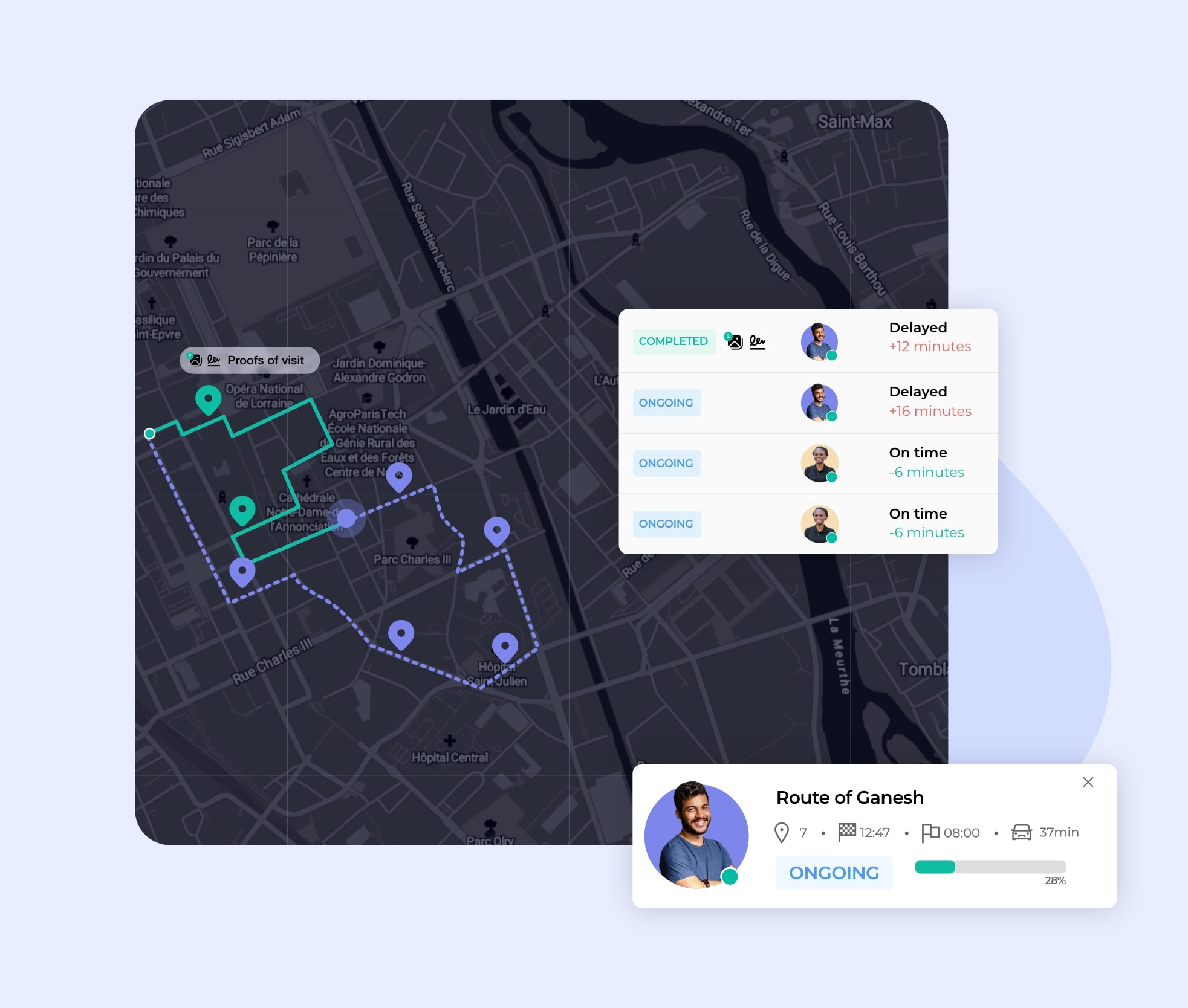 Live tracking of field workers on AntsRoute