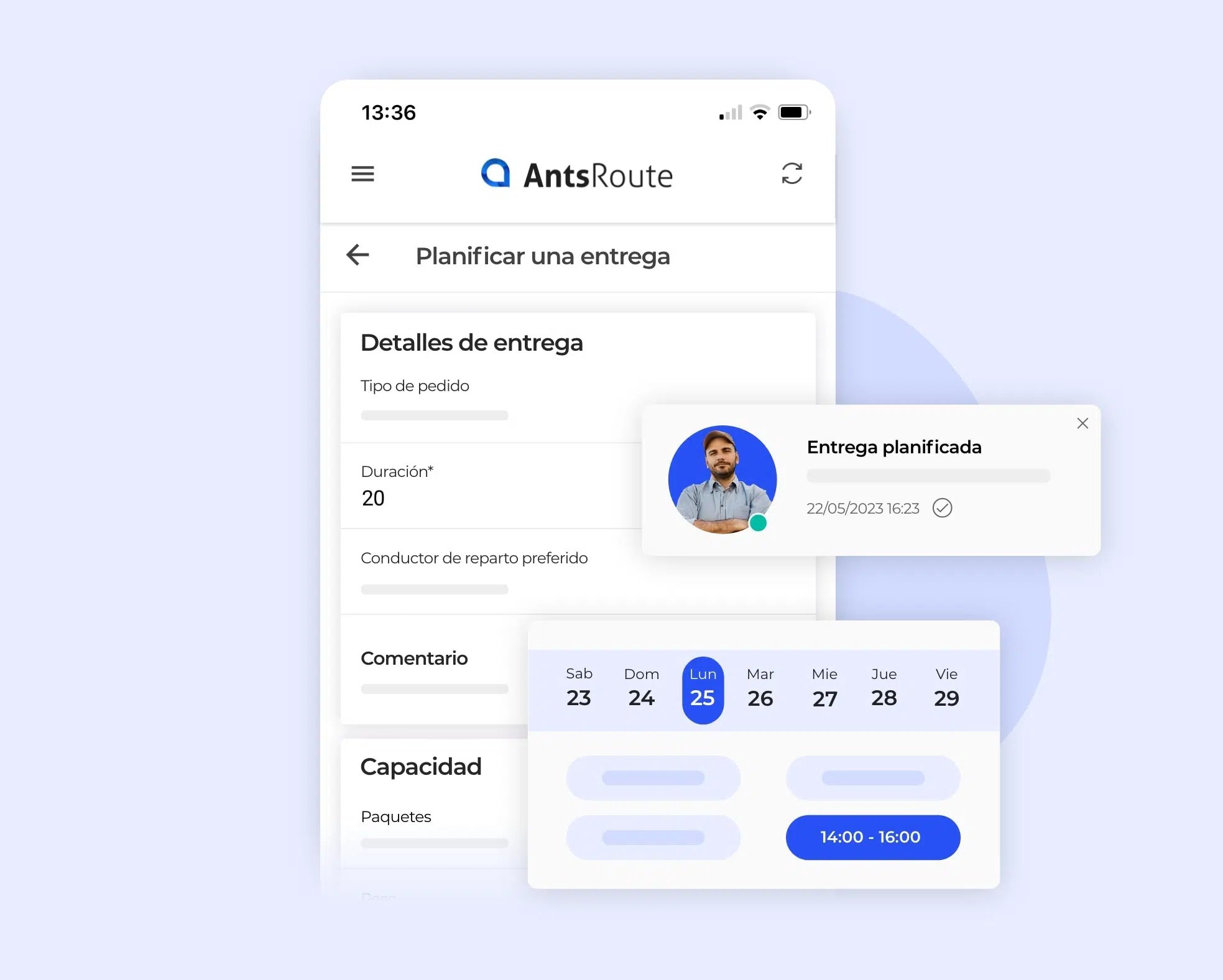Planificar una cita desde la aplicación móvil AntsRoute.