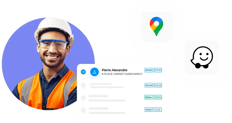 Field service management solution guiding technicians with task checklists and integrated GPS navigation