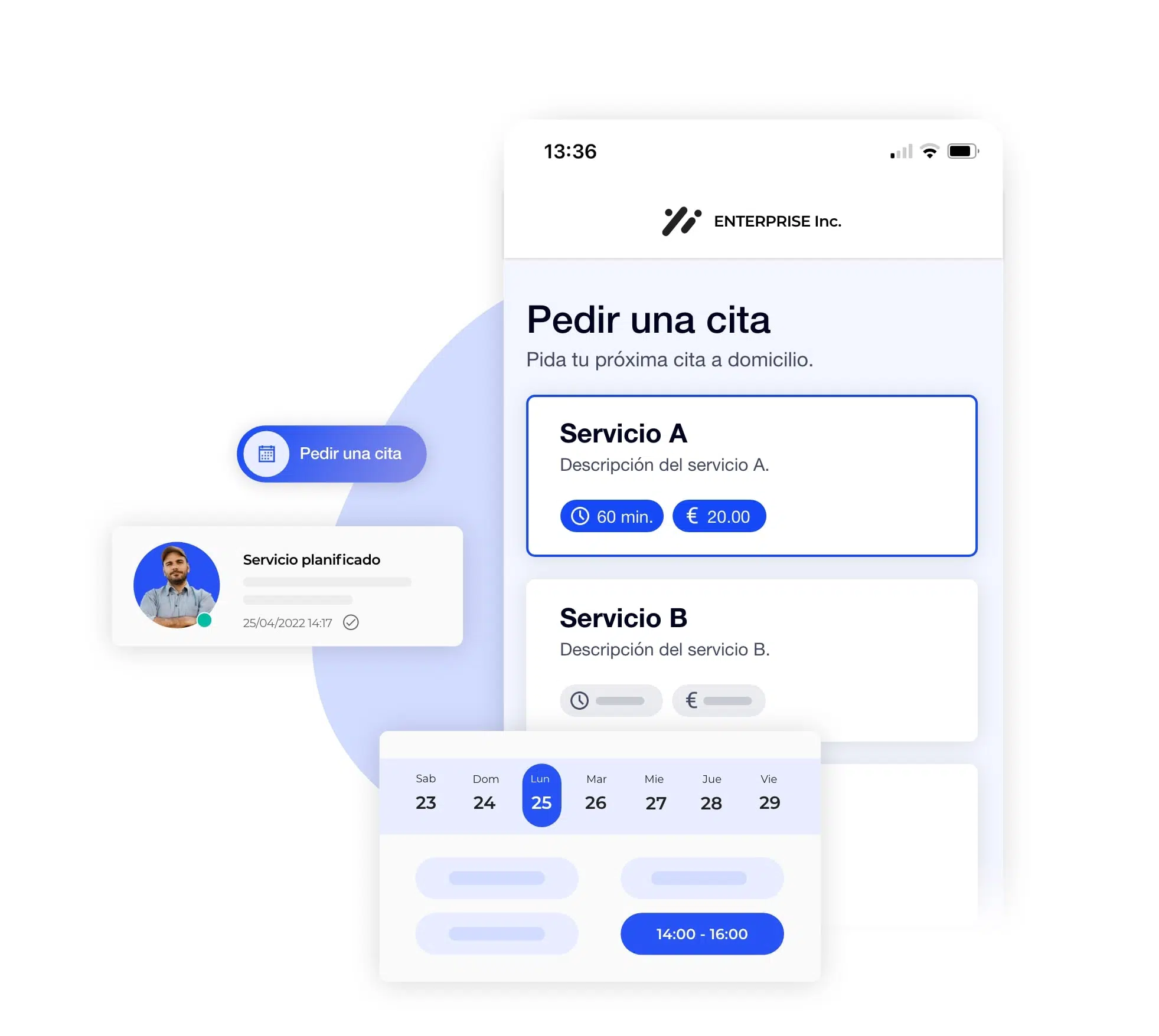 Programar una cita desde la interfaz de vientchezvous.com.