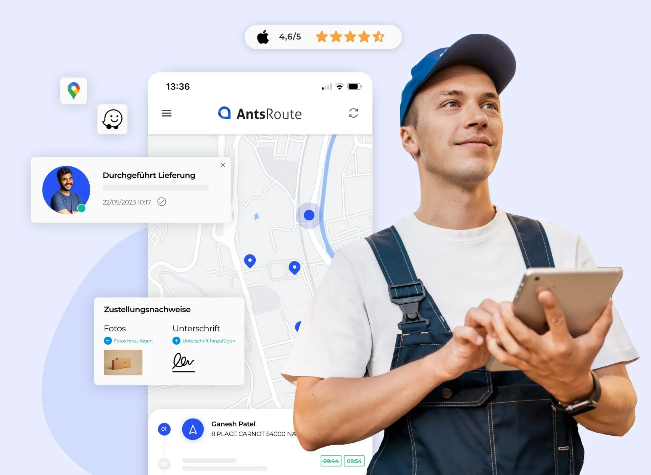 Die AntsRoute-Plattform vereinfacht die tägliche Arbeit der Außendienstmitarbeiter auf ihren Touren.