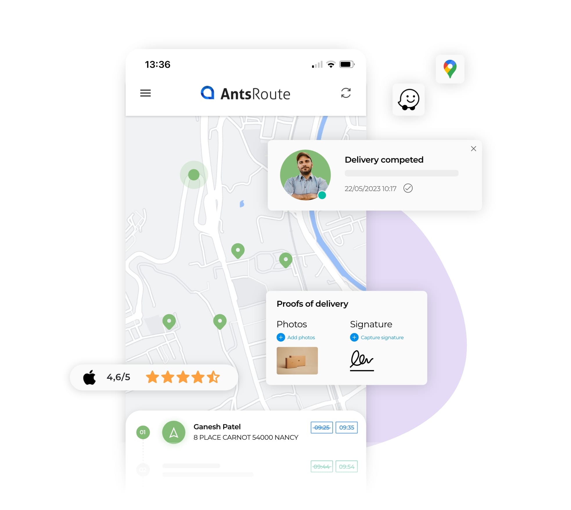 View of access to route sheets on the AntsRoute mobile application.