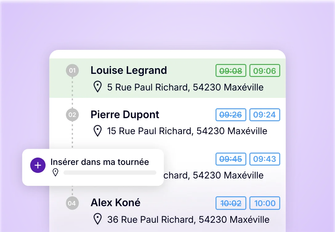 Application chauffeur-livreur permettant d’insérer une nouvelle étape et de réorganiser la tournée