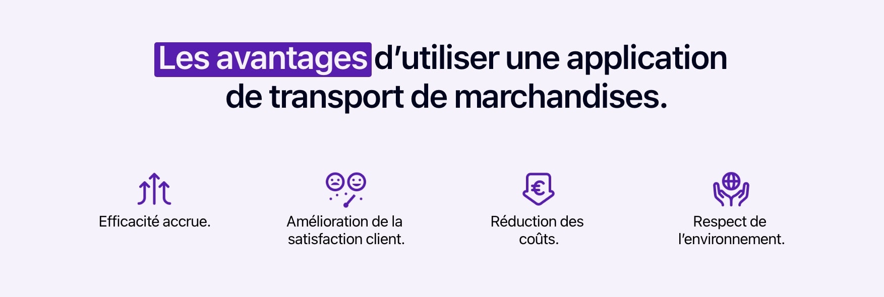 Schéma présentant les avantages d'une application de transport.