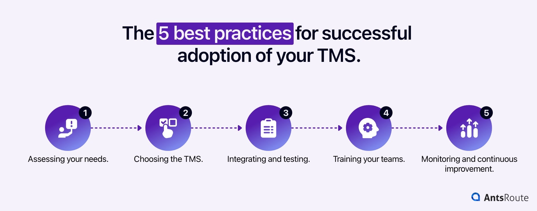 Figure showing the 5 best practices for successful adoption of your TMS.