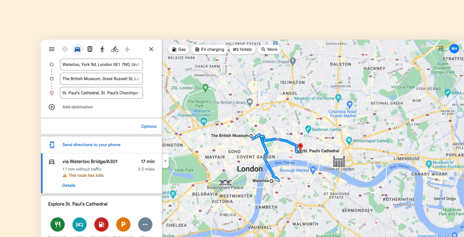 Google Maps interface