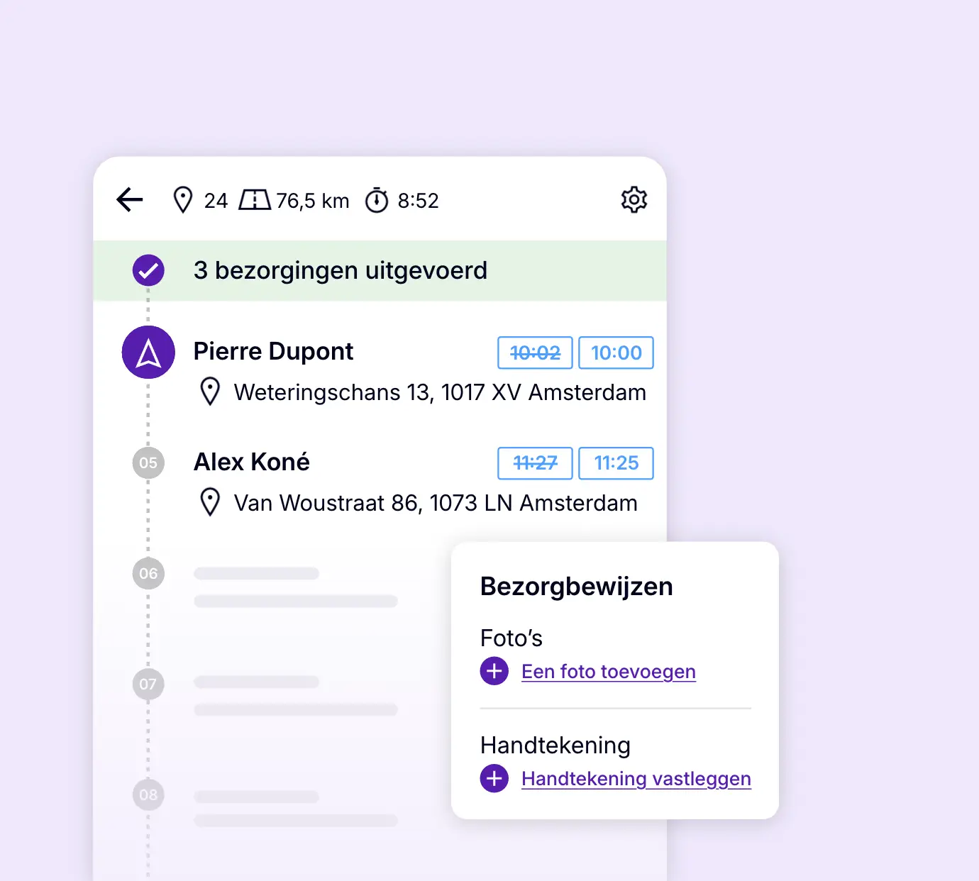 Foto en handtekening van de klant toevoegen als bezorgbewijzen in de AntsRoute-app