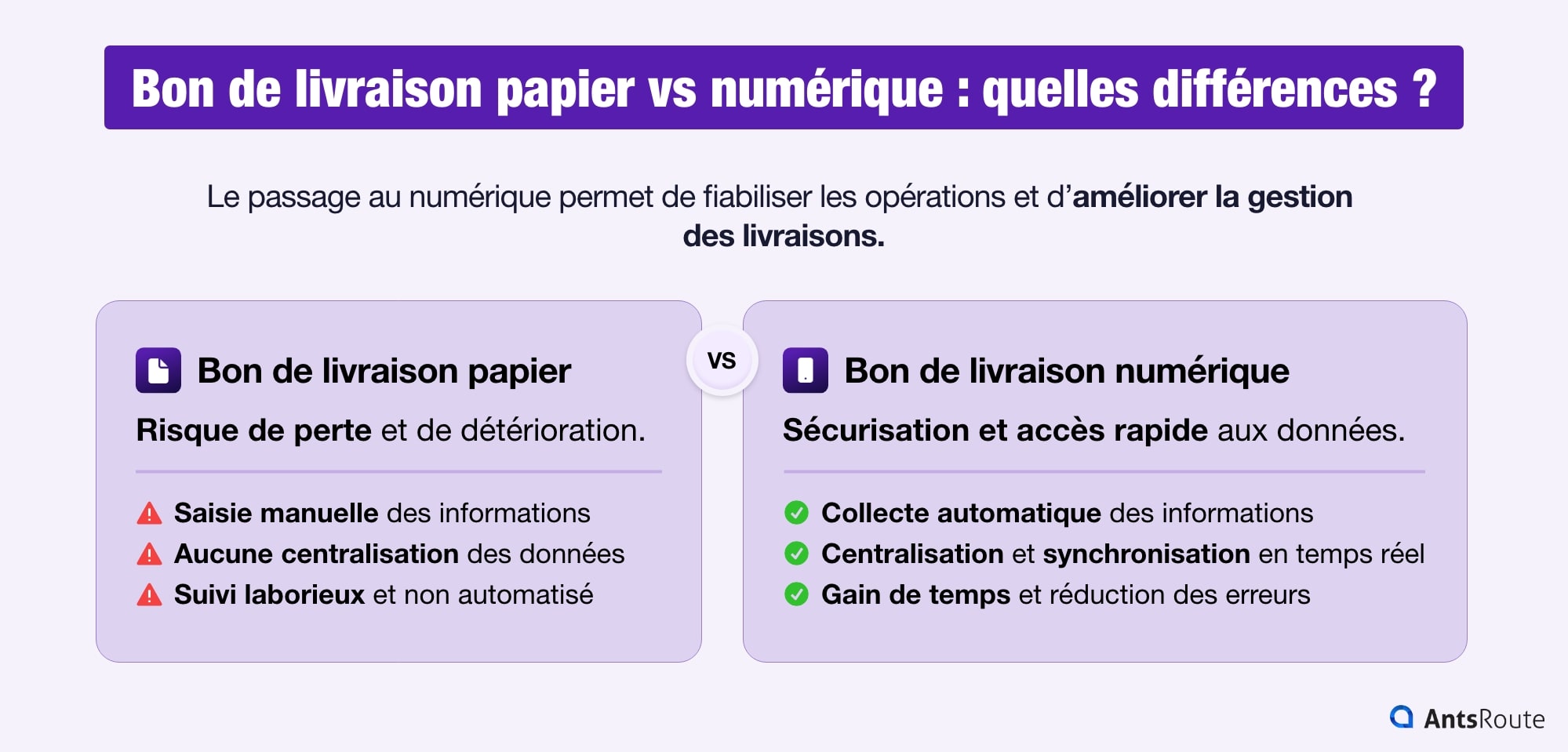 comparaison bon de livraison papier et numérique avec avantages et inconvénients