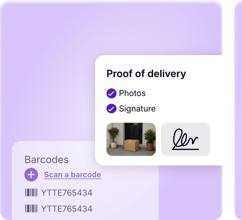 Proof of delivery with photos, signatures and barcode scanning