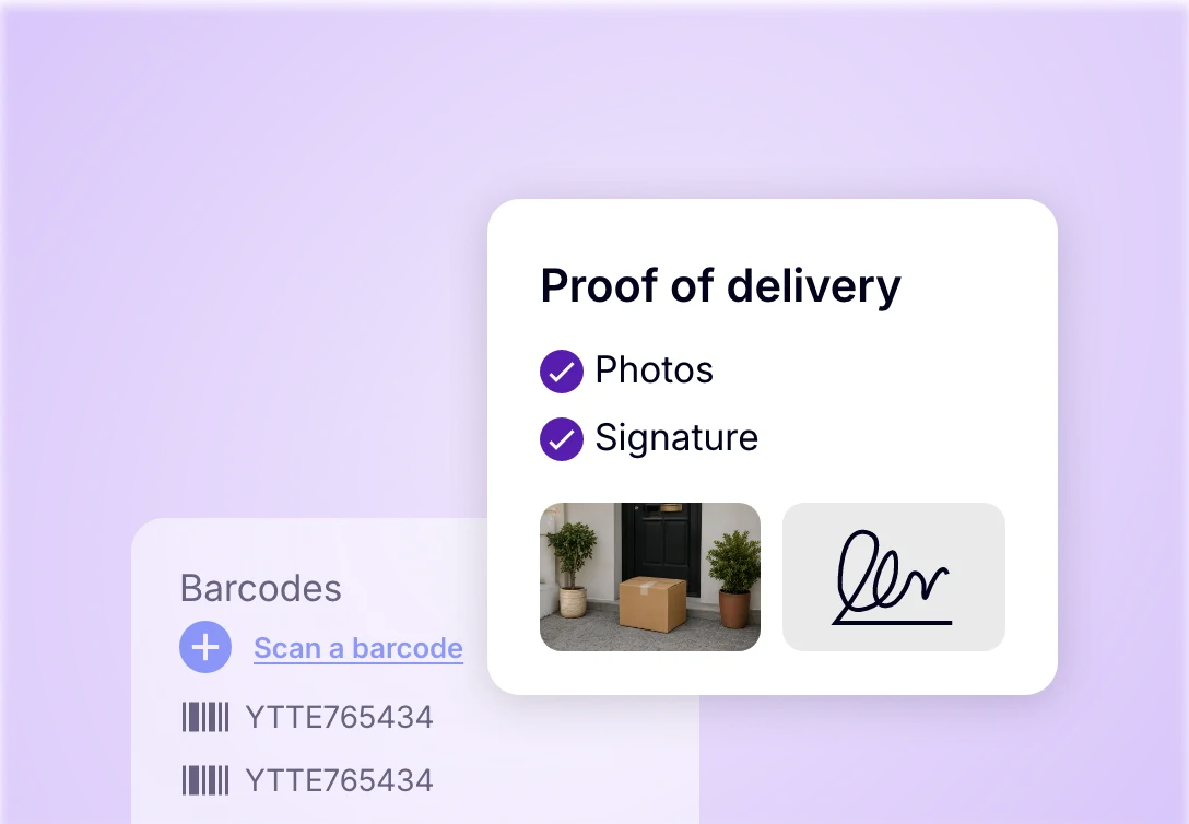 Collecting proof of delivery with photos, customer signatures and barcode scans