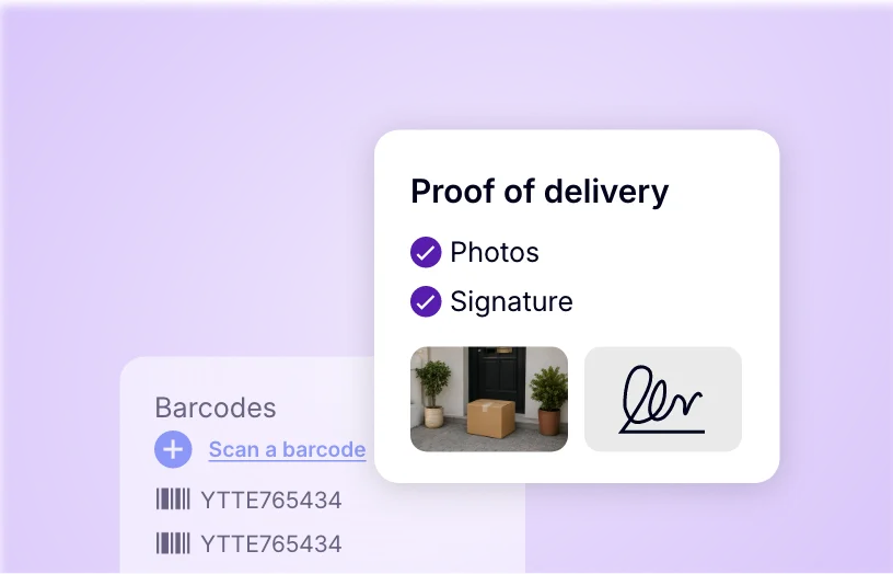 Proof of delivery with photos, electronic signatures and barcode scans