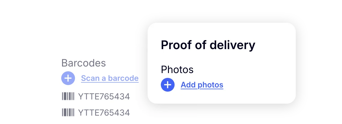 Collecting proof of delivery with photos and barcode scans