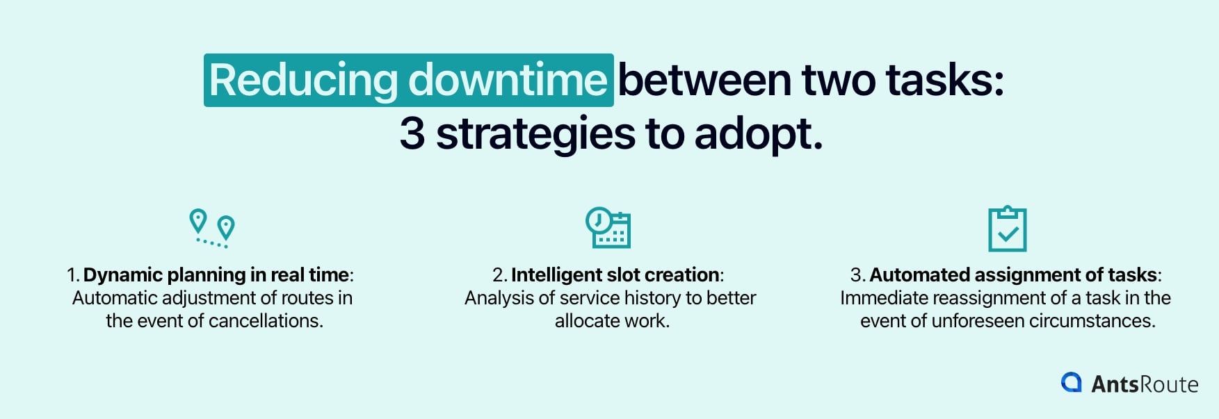 Figure showing the 3 strategies for reducing downtime between two field operations.