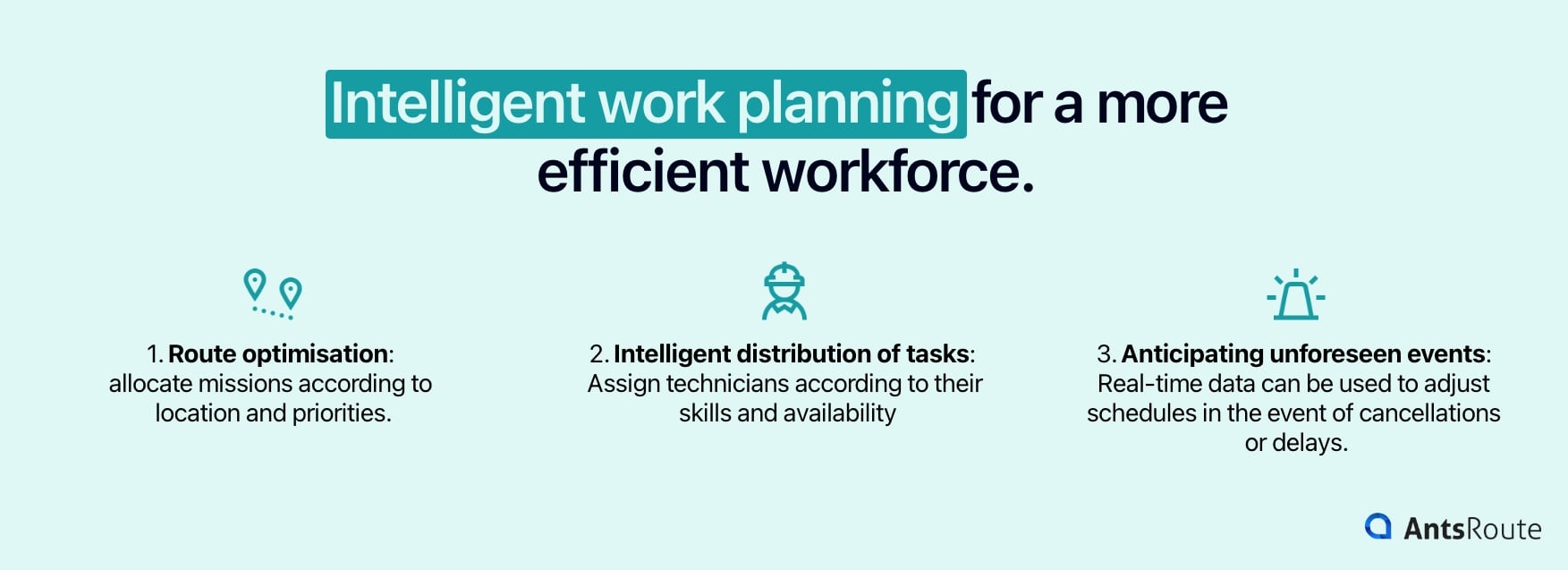 Figure showing the benefits of intelligent work scheduling for a more efficient workforce.