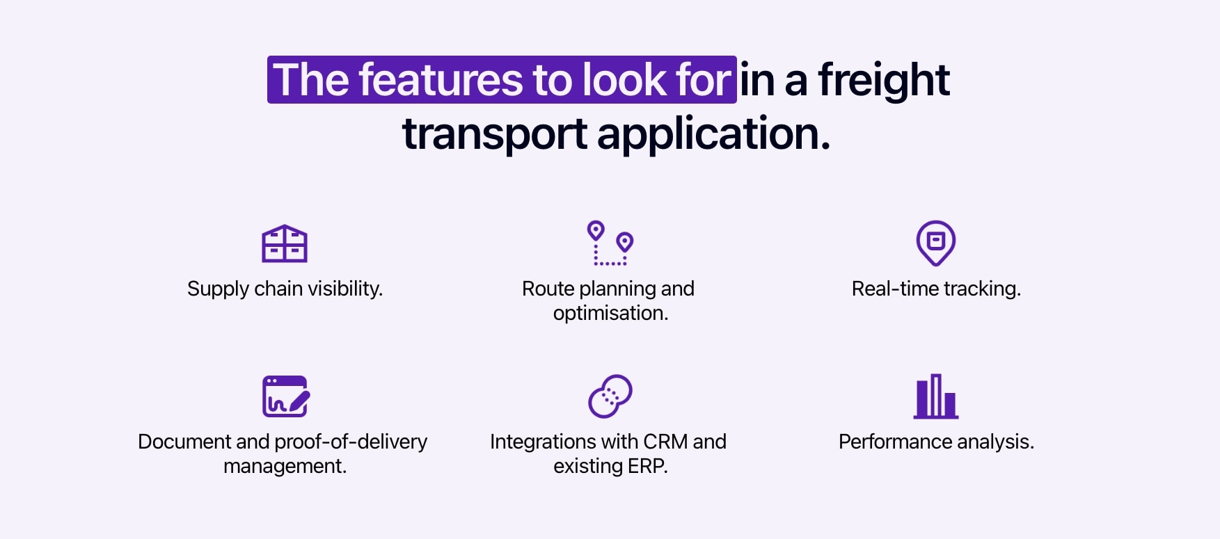 Figure showing the key functions of a freight transport application.