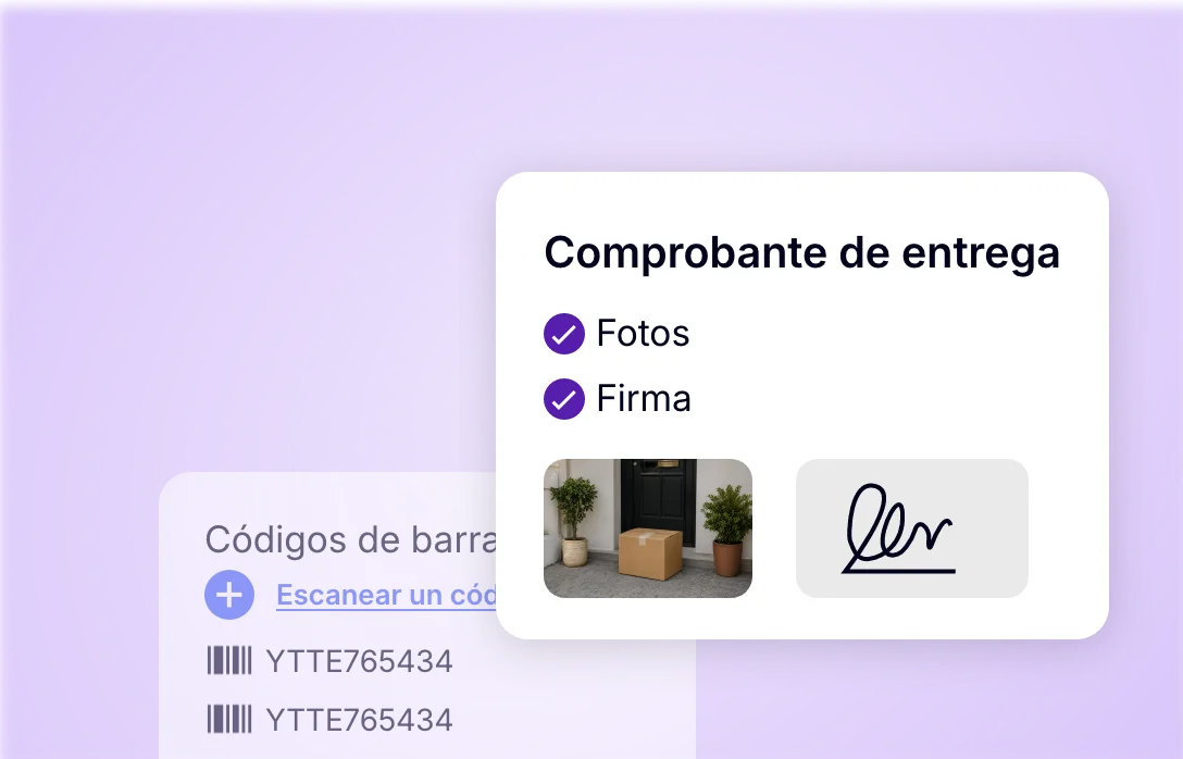 Comprobantes de entrega con foto, firma electrónica y escaneo de códigos de barras