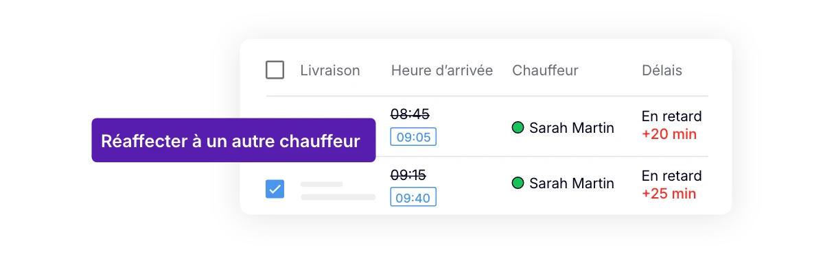 Réaffectation d’une livraison en retard à un autre chauffeur avec AntsRoute