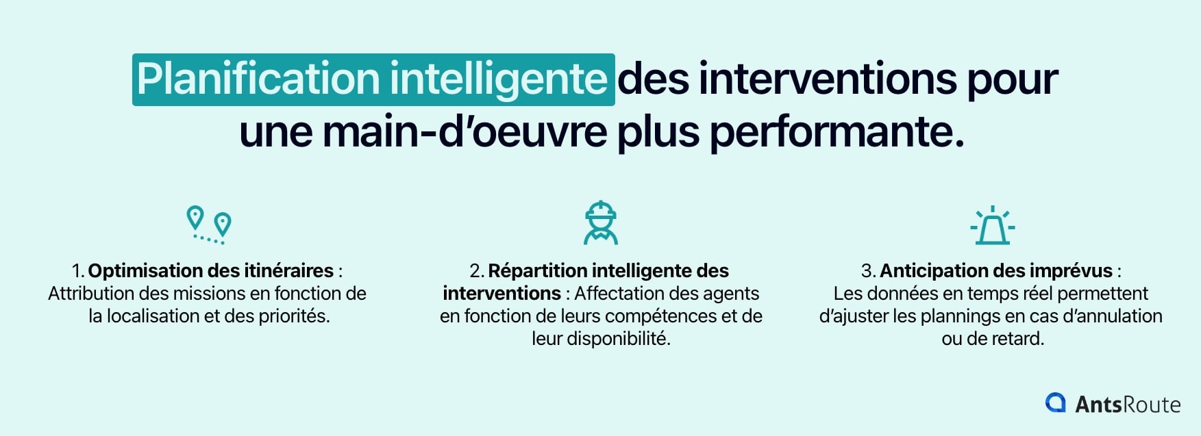 Schéma présentant les avantages d'une planification intelligente des interventions pour une main-d’oeuvre plus performante.