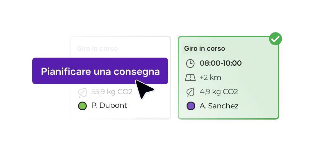 Pianificazione di una nuova consegna all’interno di un giro già in corso.