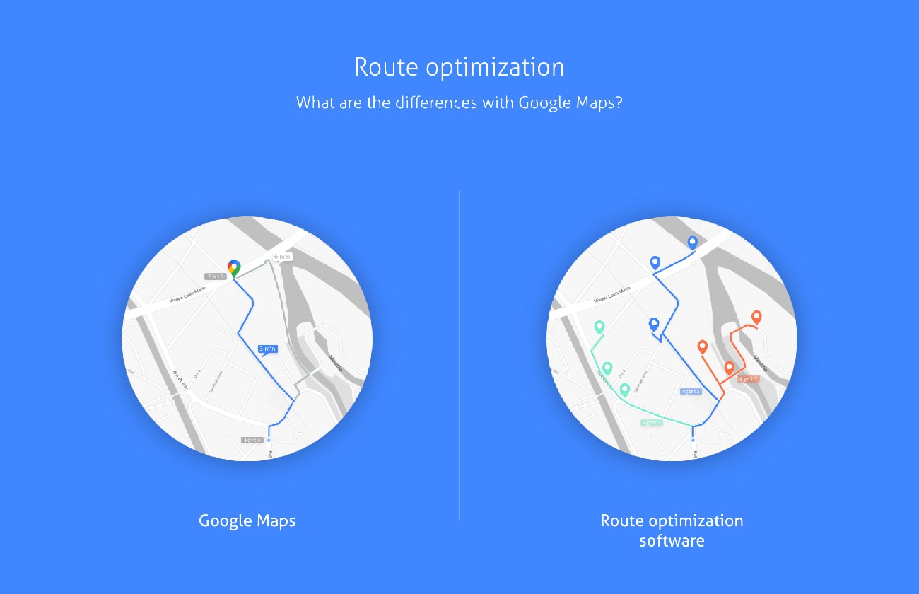 the difference between Google Maps and route optimization plateform
