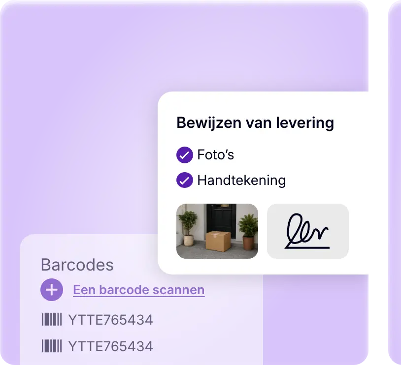 Bewijs van levering met foto, handtekening en barcodescan