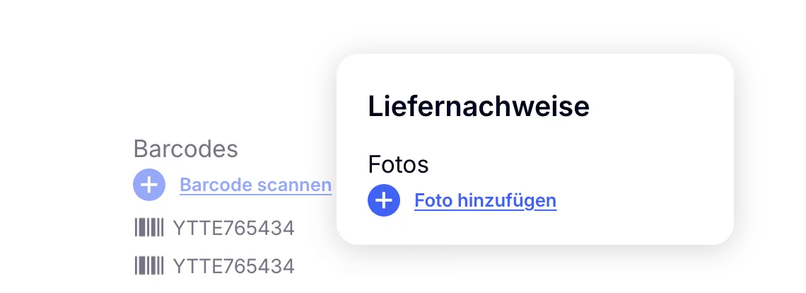 Erfassung von Liefernachweisen mit Fotos und Barcode-Scans