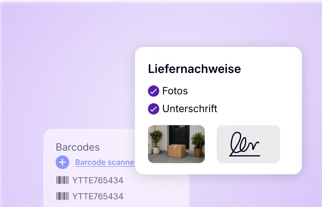 Liefernachweise mit Foto, elektronischer Unterschrift und Barcode-Scan