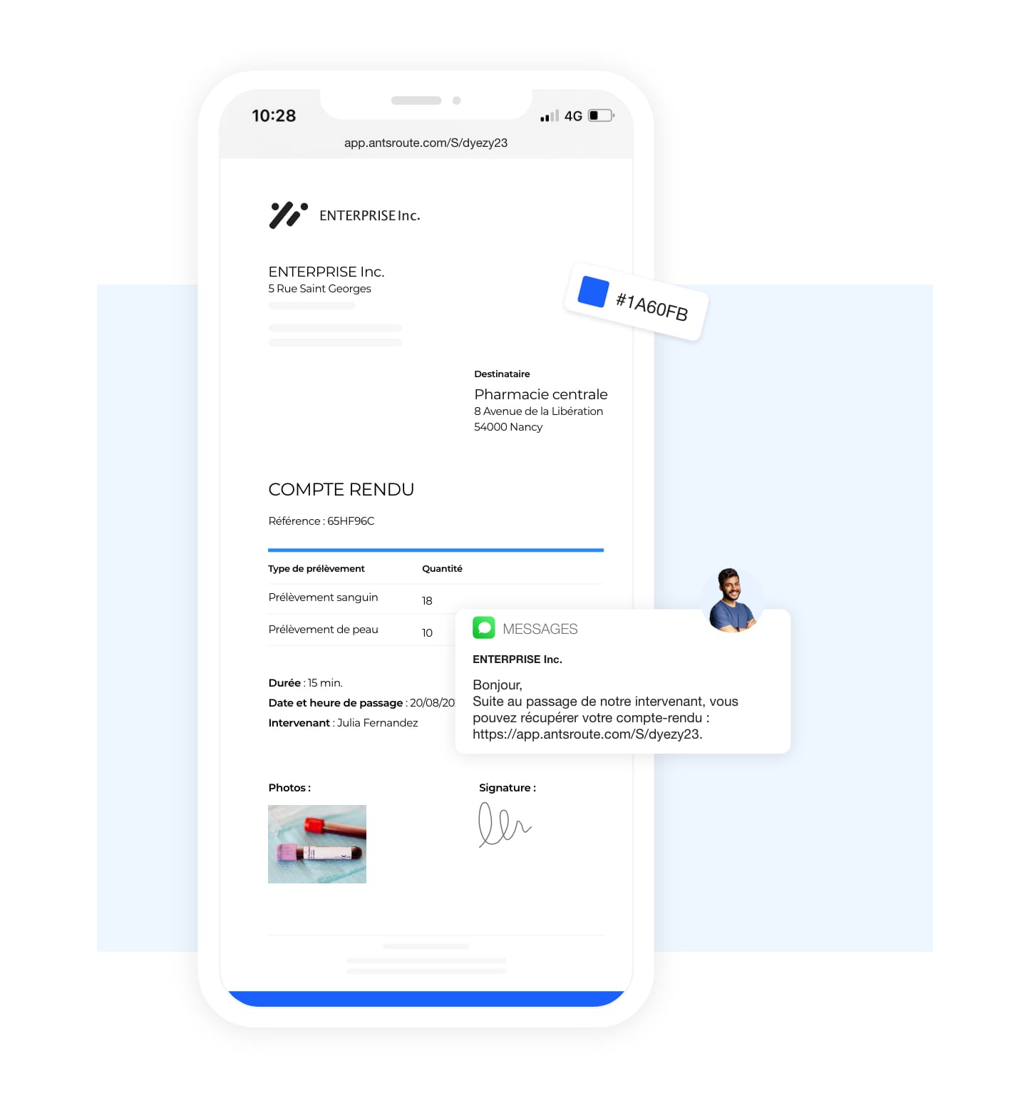 Fichier PDF montrant un rapport de visite AntsRoute