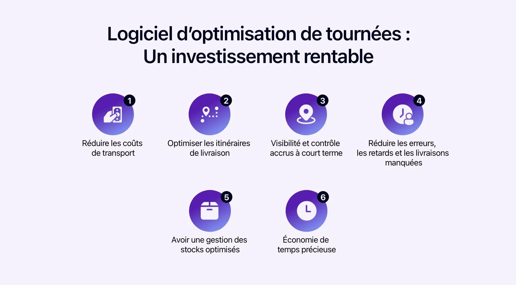 Schéma montrant les avantages d'un logiciel d'optimisation de tournées.