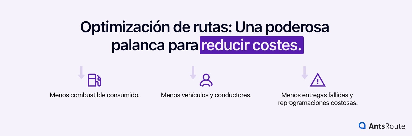 Diagrama que muestra el impacto de la optimización de rutas en los costes.