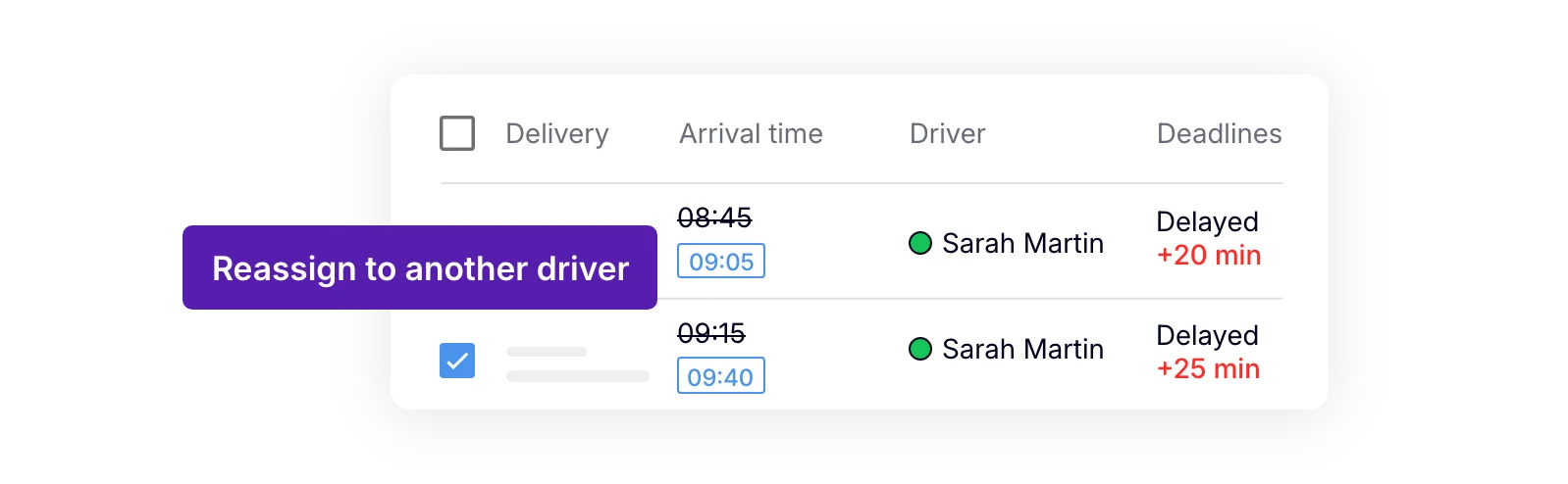 Reassigning delayed deliveries to another driver with AntsRoute