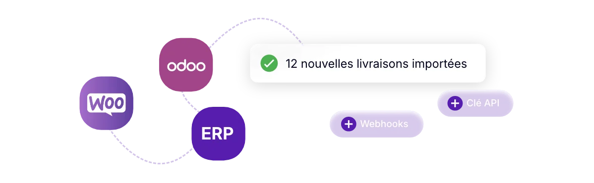 Import automatique des livraisons depuis un ERP, Odoo ou WooCommerce via API et webhooks