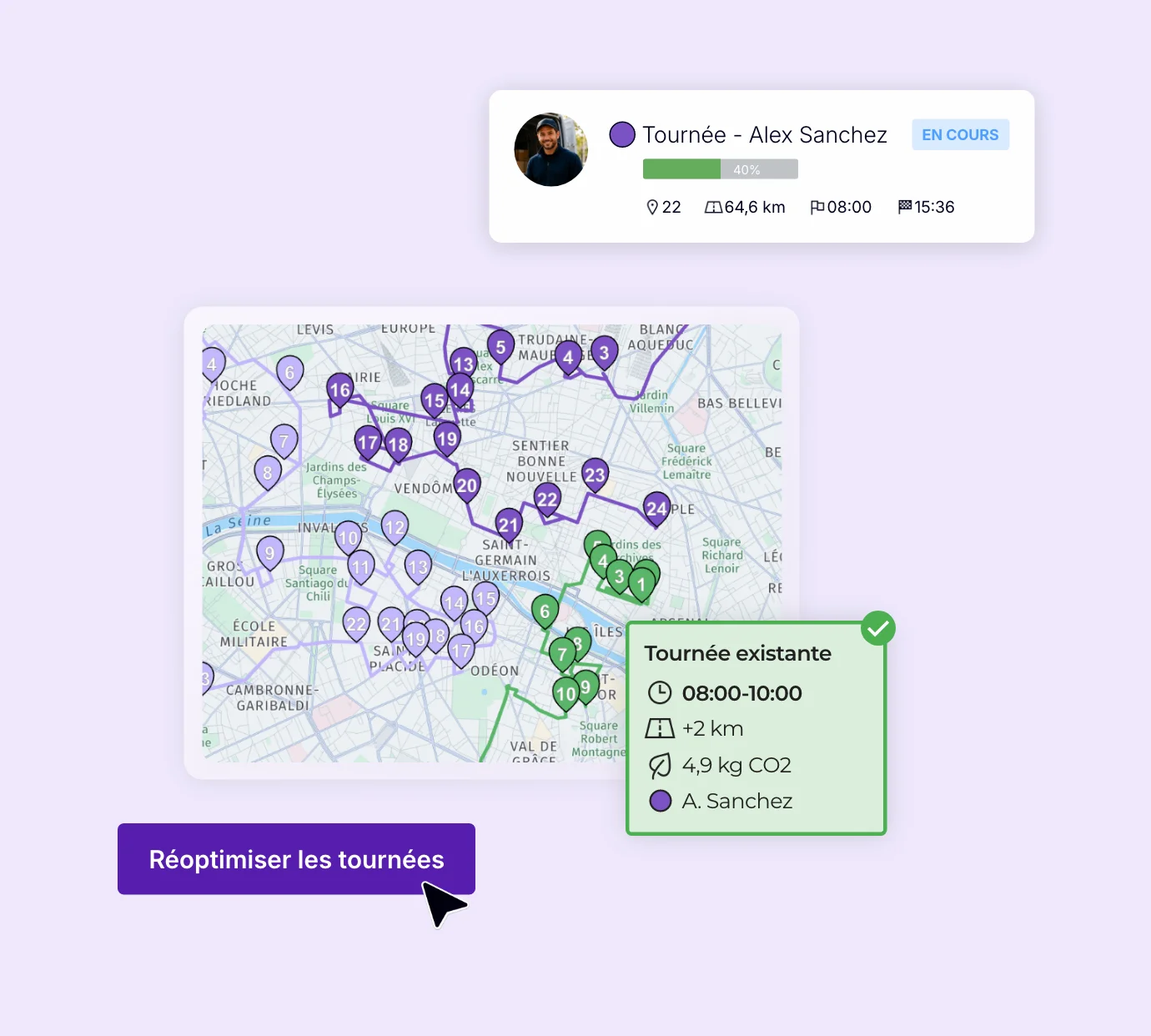 Réoptimisation d’une tournée existante en fonction des contraintes et des imprévus