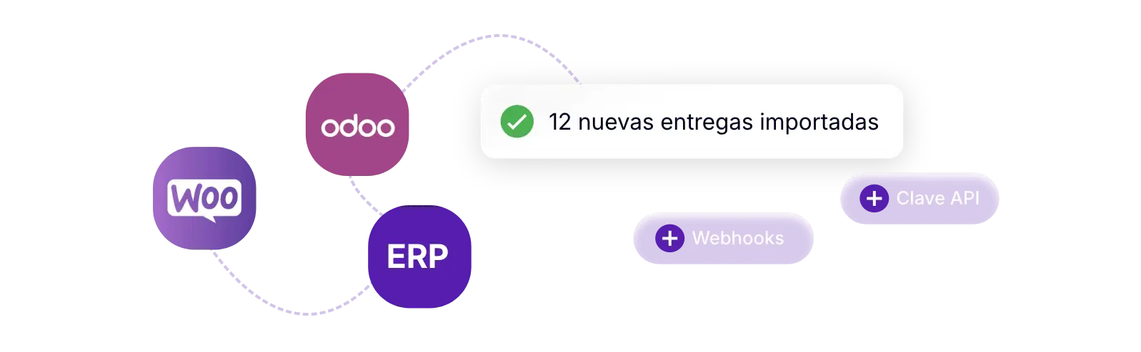 Integración de AntsRoute con Odoo, WooCommerce y ERP mediante API y webhooks