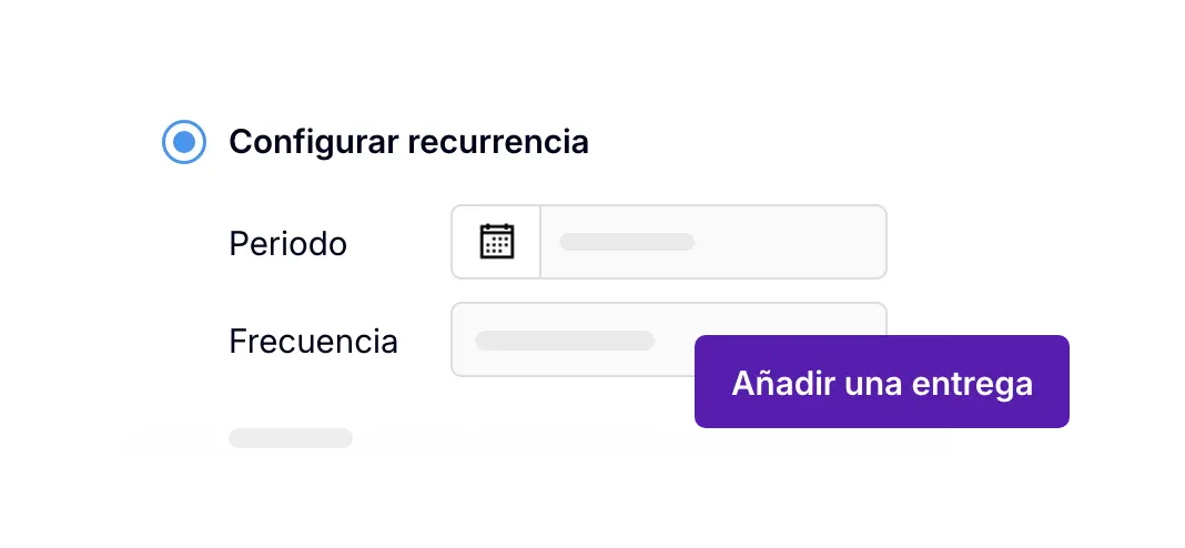 Configuración de entregas recurrentes en AntsRoute