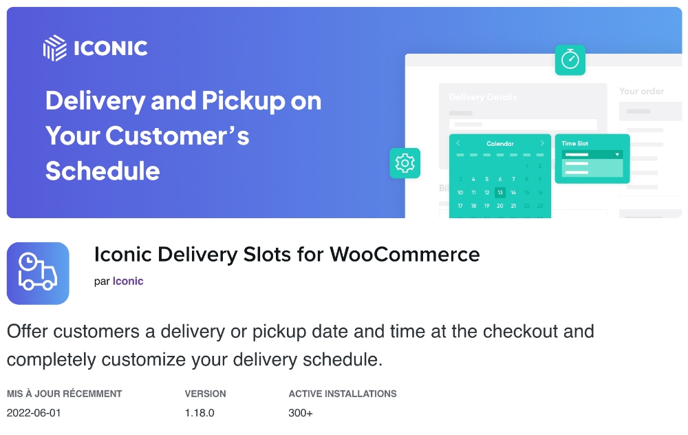 description du plugin Iconic Delivery Slots for WooCommerce