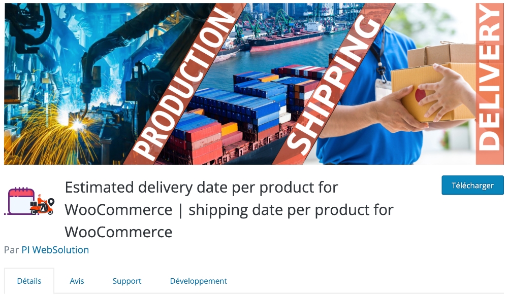 description du plugin Estimated Delivery Date Per Product for WooCommerce